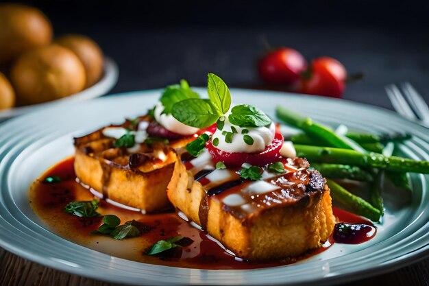 premium-ai-image-a-plate-of-food-with-a-variety-of-food-on-it