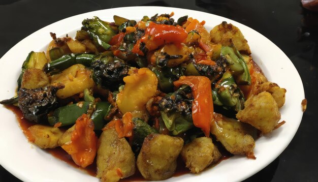 A plate of food with a variety of vegetables