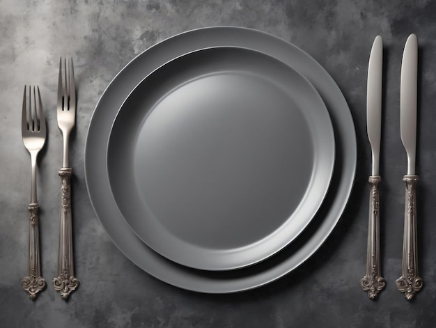 A Plate Fork Knife And Spoon On A Table