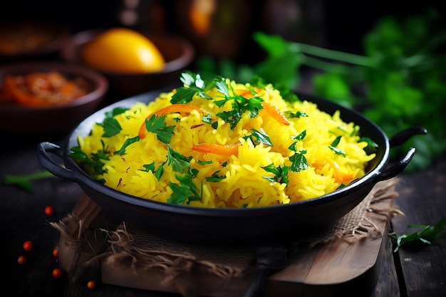 A plate of fragrant saffron rice