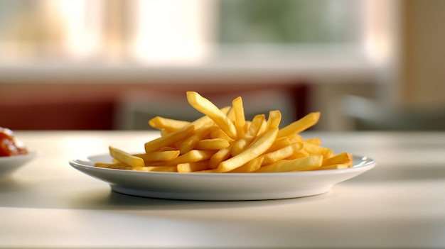 A plate of french fries on the table generative ai