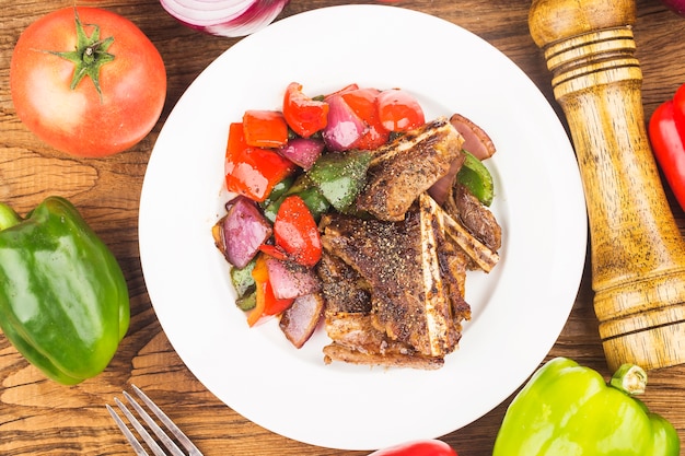 plate of fresh fried beef ribs