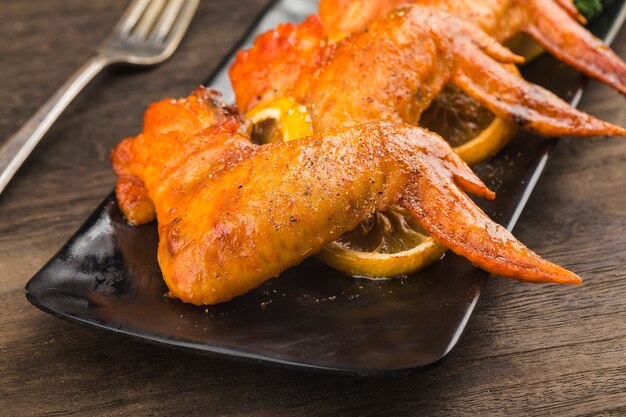 A plate of freshly baked chicken wings