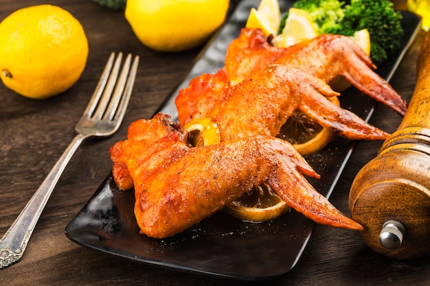 A plate of freshly baked chicken wings