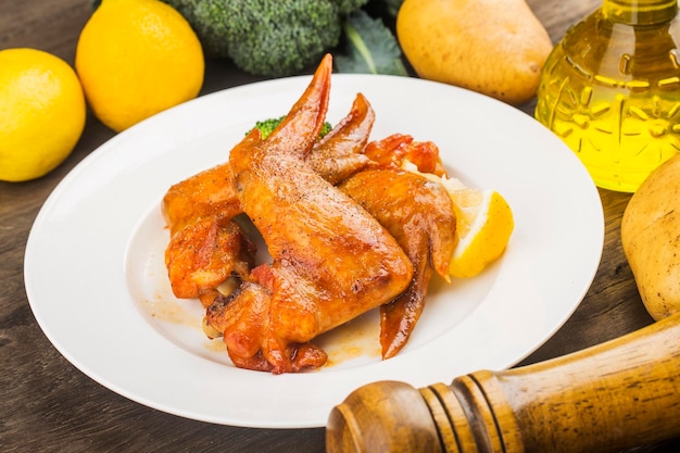 A plate of freshly baked chicken wings