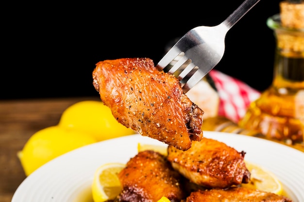 A plate of freshly baked chicken wings