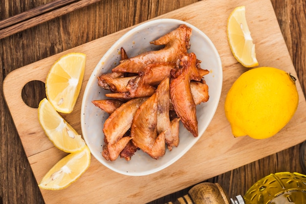 A plate of freshly baked chicken wingsï¼Chicken Wing Tip