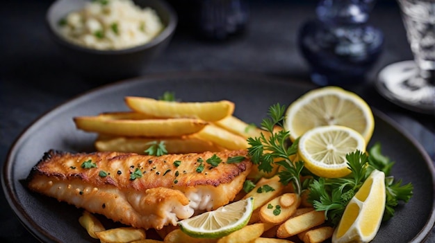 A plate of freshly grilled fish and chip