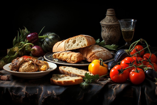 Plate of Fried Blinitsa Bread and Vegetables