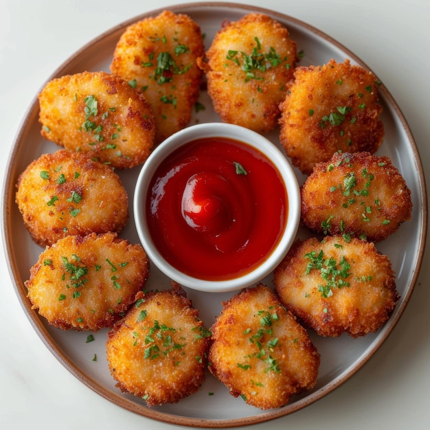 Plate of Fried Food With Ketchup