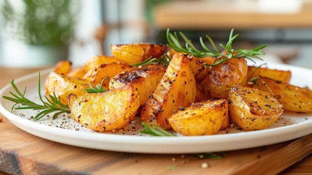 plate of fried potatoes on table