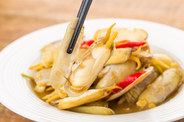 A plate of fried razor clams