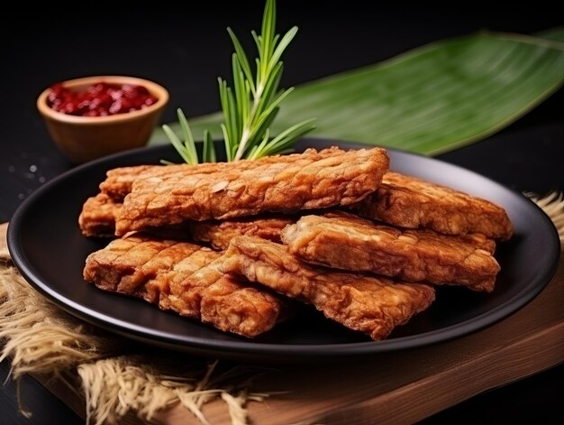 A plate of fried tempeh