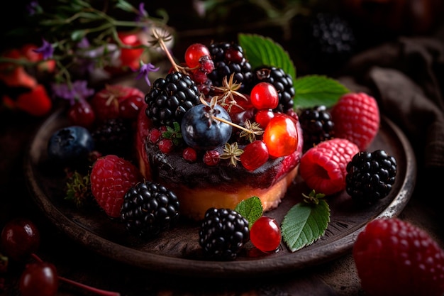 Photo a plate of fruit and berries