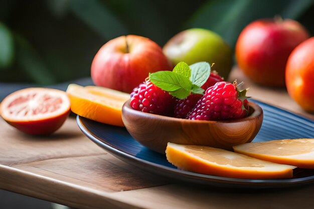 a plate of fruit and a plate of strawberries and oranges