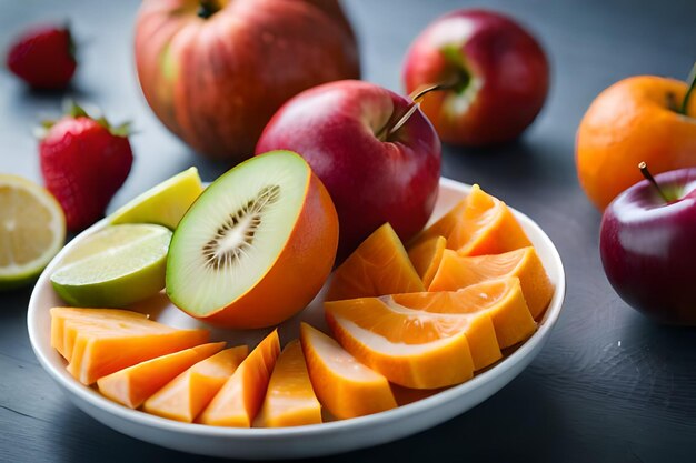 a plate of fruit that has the word melon on it