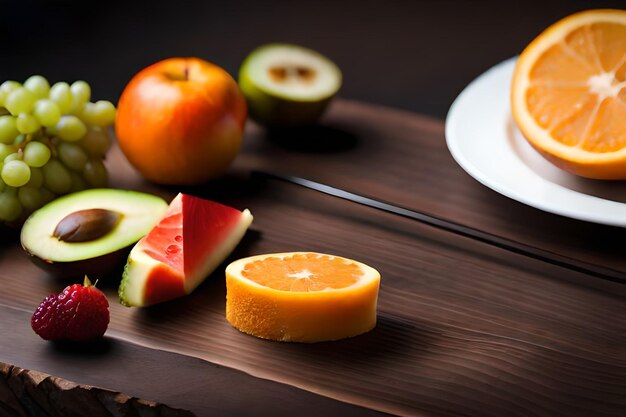 A plate of fruit that is on a table