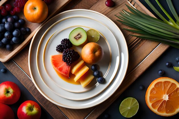 A plate of fruit with a bunch of bananas on it