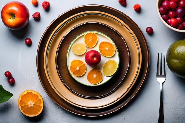 Photo a plate of fruit with the name apple on it