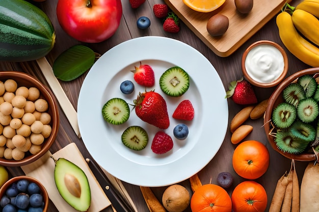 тарелка с фруктами и овощами с надписью «не ешьте».