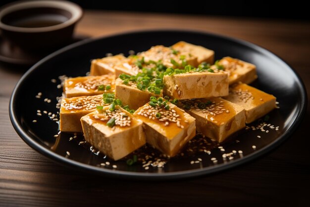 Plate Full of Sliced Tofu