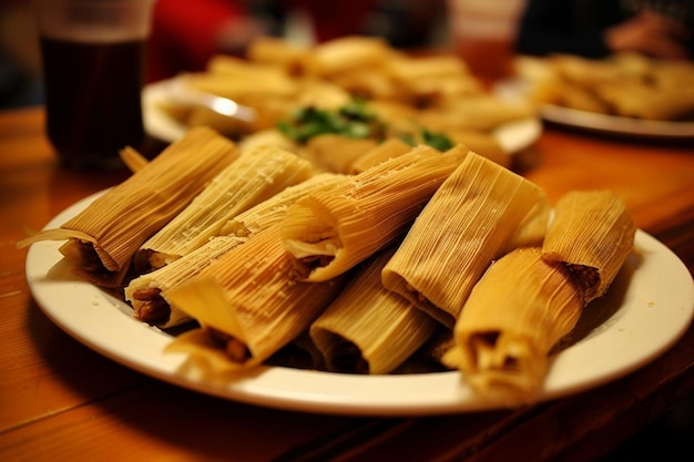 Photo a plate full of tamales