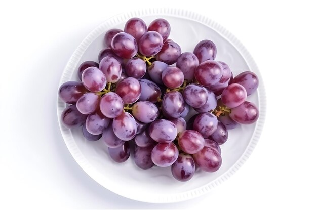 A plate of grapes isolated on white background