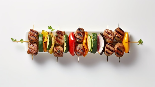 A plate of grilled meat and vegetables