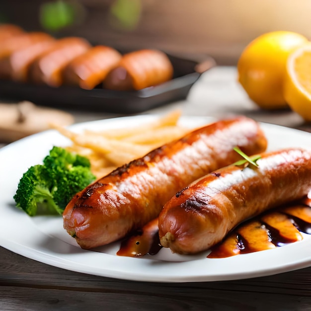 a plate of grilled sausages