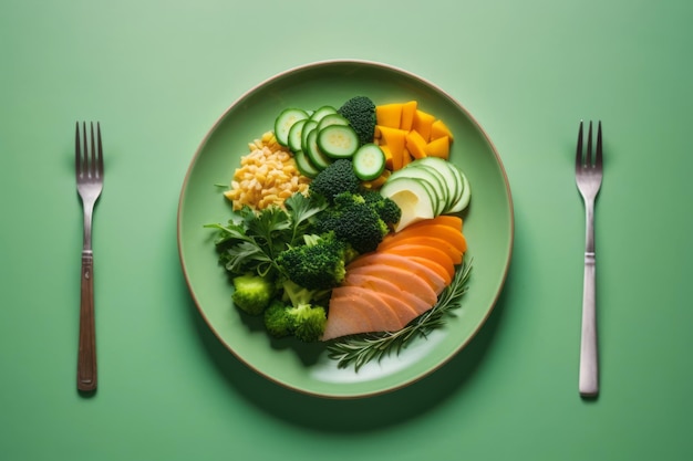 plate of healthy food full of nutrition top view