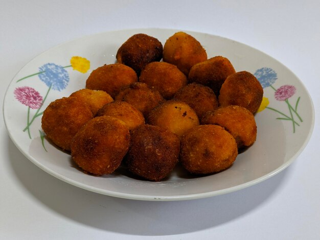 A plate of meatball food on isolated background