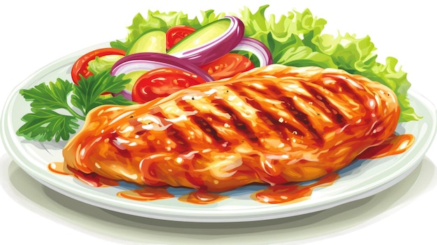 사진 고기 와 채소 를 조합 한 음식판 은 맛있고 균형 잡힌 식사 를 선보이기 위해 사용 될 수 있다