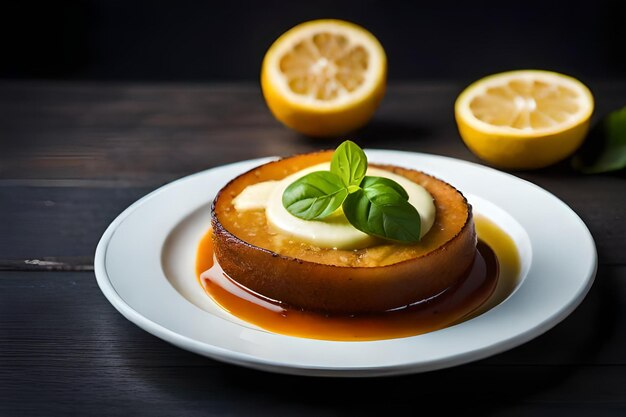 写真 レモンとレモンの食べ物の皿