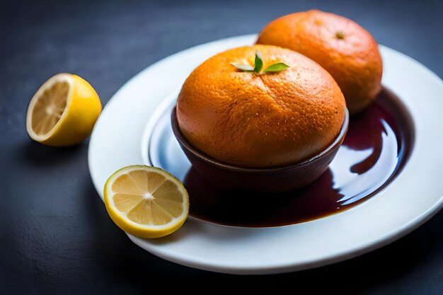 写真 レモンとレモンの食べ物の皿