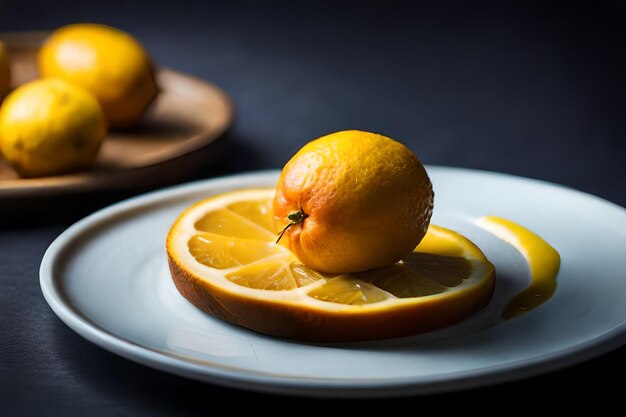 写真 レモンとレモンの食べ物の皿