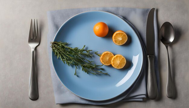 a plate of oranges and a knife with a fork on it