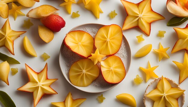 Photo a plate of oranges lemons and a plate of fruit