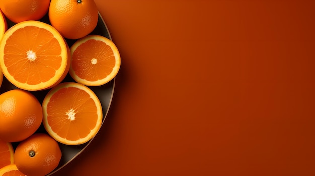 A plate of oranges with the word orange on it