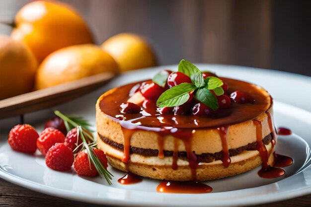 A plate of pancakes with fruit and a plate of fruit on it