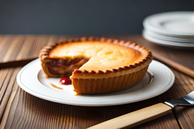 a plate of pies with a cherry on it