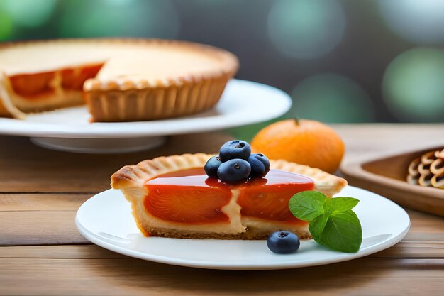 a plate of pies with a fruit on it