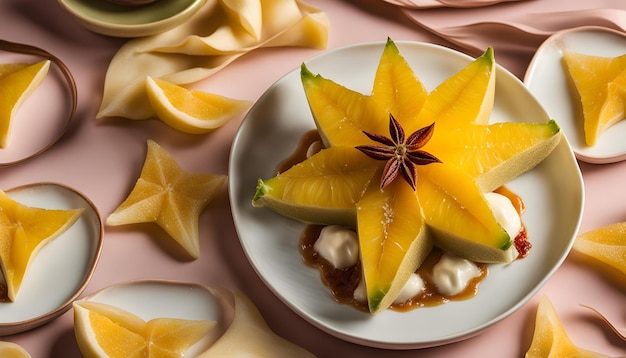 a plate of pineapples and a plate of fruit