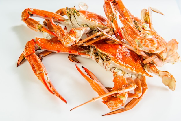 Plate of red boiled crabs