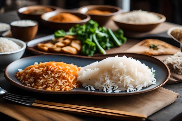 ご飯とご飯のプレート