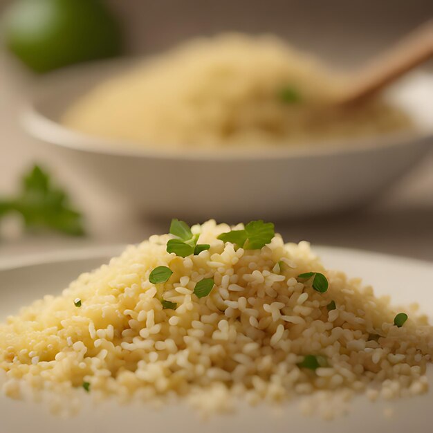 Photo a plate of rice with a spoon and a spoon in it