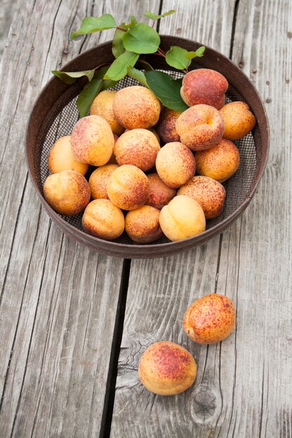 Plate of ripe apricots