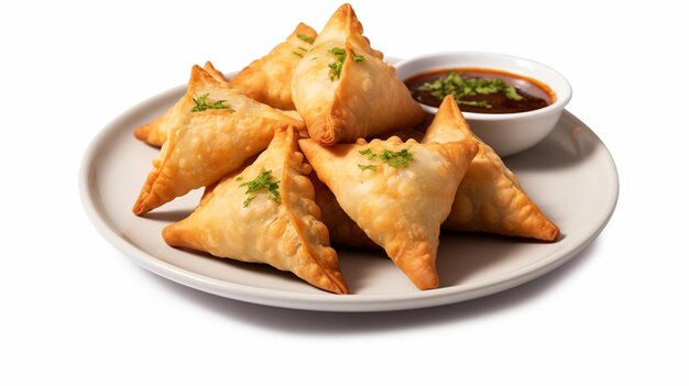 Foto un piatto di samosa dall'india ai generativa