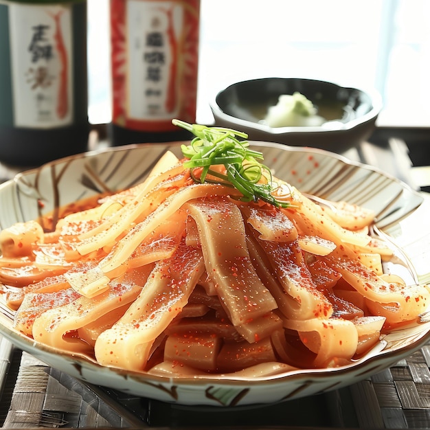 Photo a plate of shredded konjac tripe