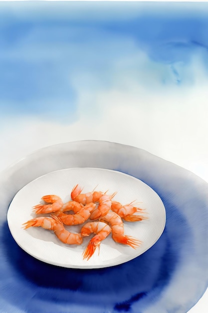 A Plate Of Shrimp Sitting On Top Of A Table