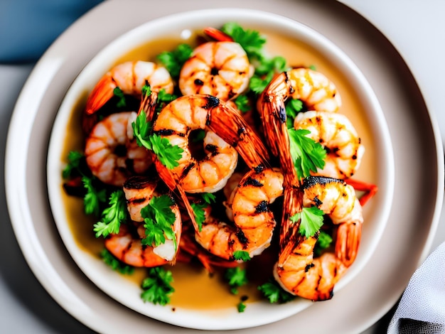 A plate of shrimp with a fork and spoon on the side.